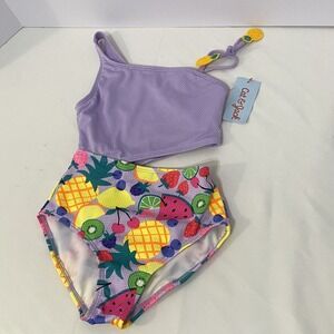 Cat & Jack Purple One Piece Swimsuit w/ Pineapple Accents Girls Large 10-12 NWT